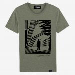 t-shirt homme kaki en coton biologique de Victor Delhez artiste anversois belge