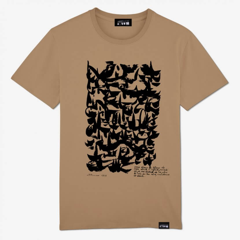 T-shirt Homme couleur Camel coton biologique imprimé en Belgique