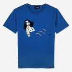 T-shirt Homme bleu en coton biologique de Evelyne Axell pop artiste